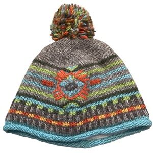 Lost Horizons Mika Wool Knit Pom Fleece Lined Beanie Hat Navajo‎